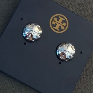 Domed logo stud earrings